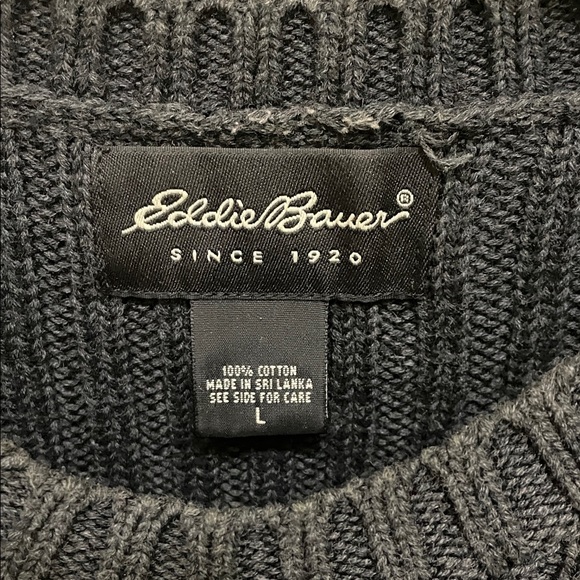 Eddie Bauer Men's size L Black Sweater, 100% cotton - Picture 2 of 3